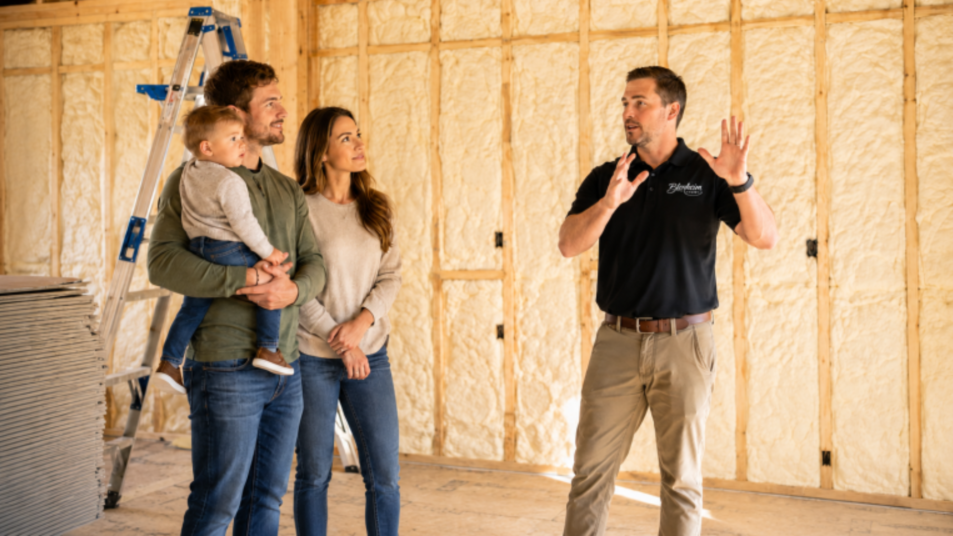 Family Learning About New Construction Insulation Benefits